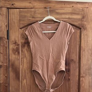 Old Navy Tan V-Neck Bodysuit